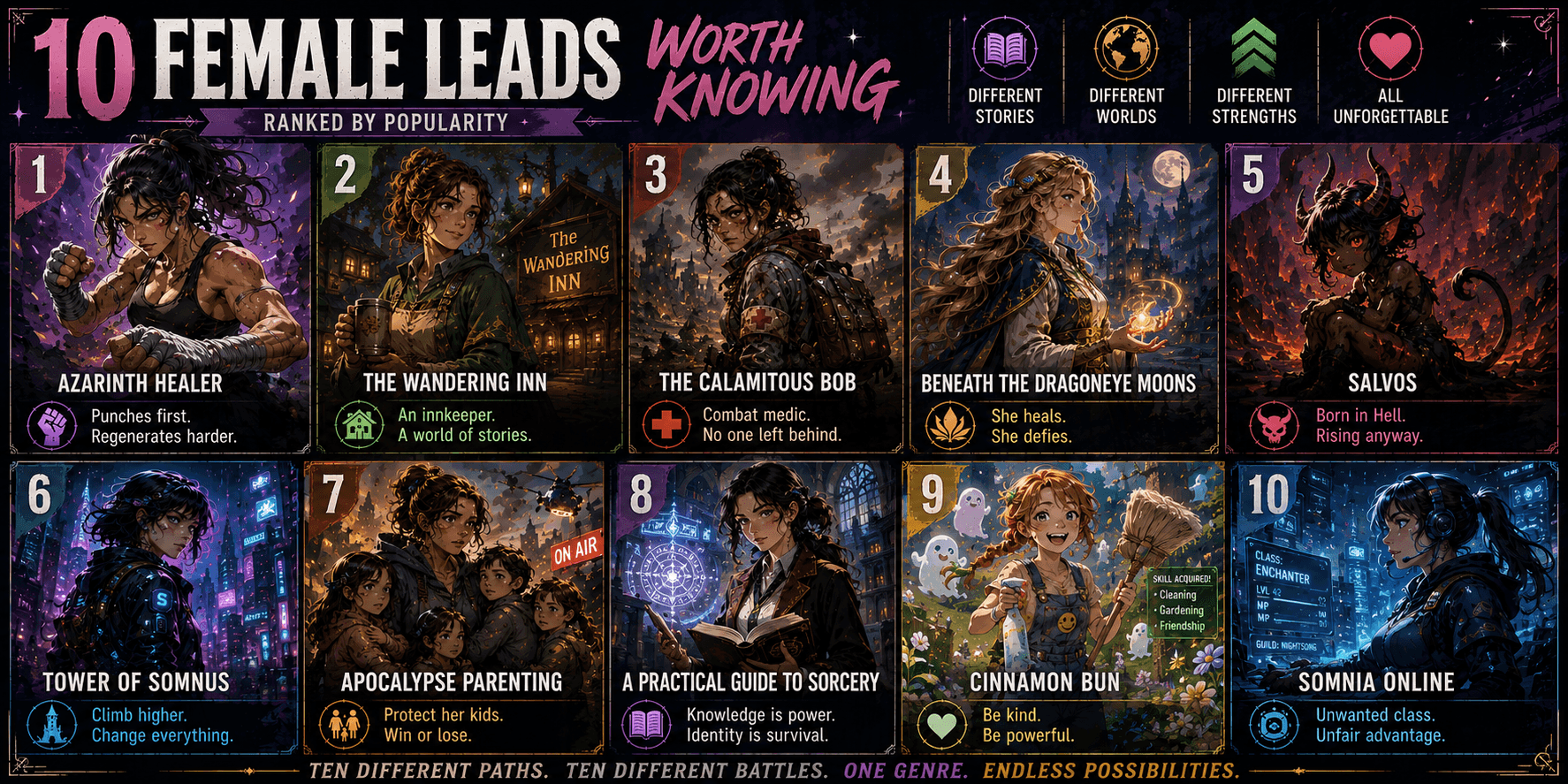 Ten Female Leads Worth Knowing, Ranked by Popularity cover